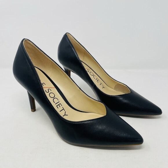 Sole Society Womens Size 8.5M Luneira Leather Pointed Toe Pumps Heels Black S4 - Picture 1 of 7